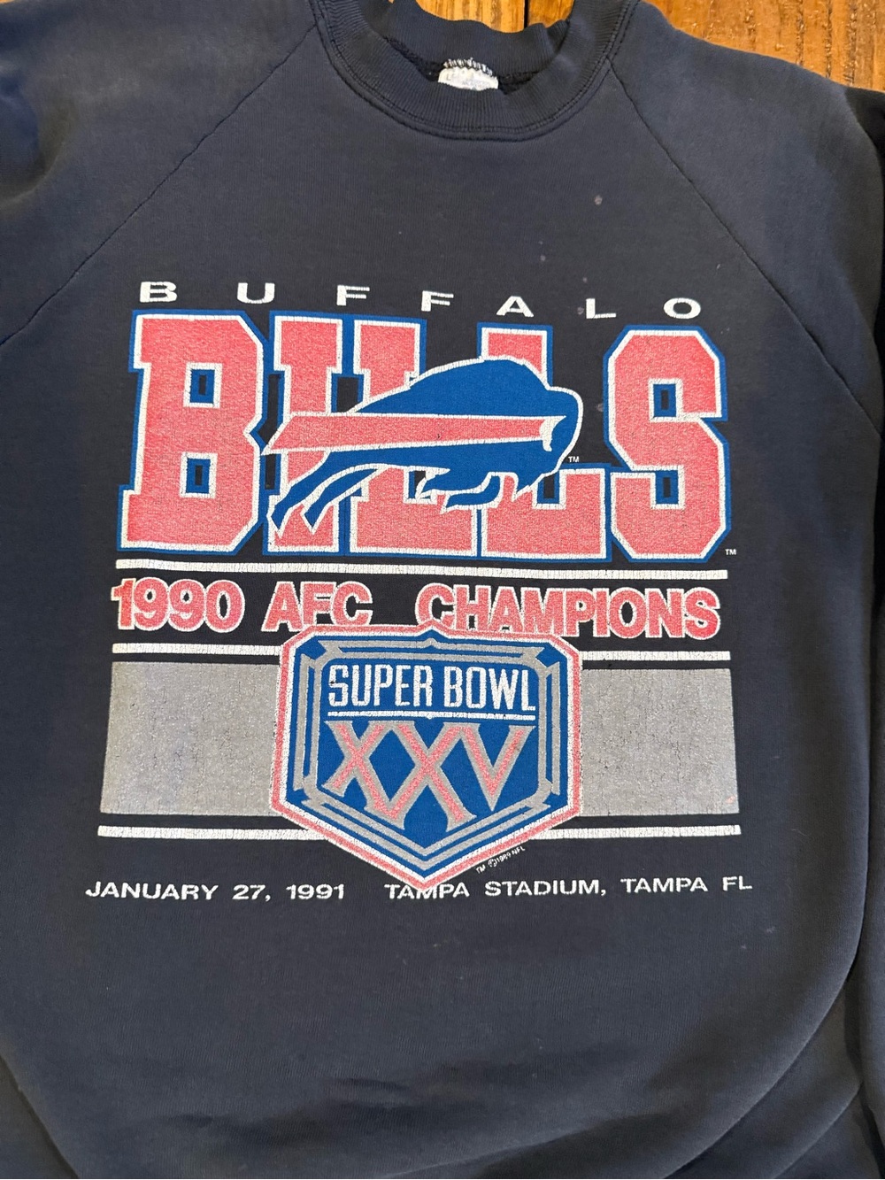 Vintage Buffalo Bills 1991 NFL Crewneck Made in USA Grunge Sweatshirt Lg - Picture 3 of 13